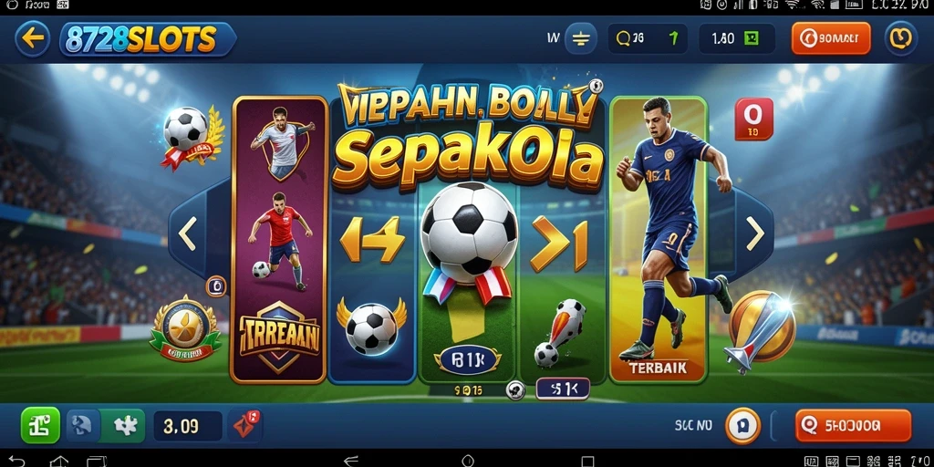 Gameplay seru dengan tema sepak bola yang menarik.