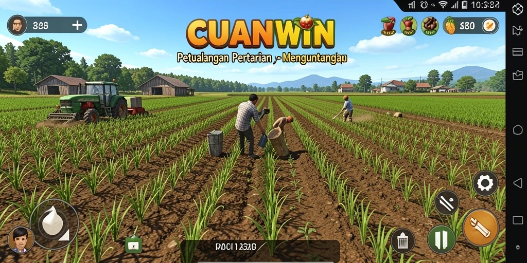 Screenshot CUANWIN menampilkan gameplay pertanian yang seru dan interaktif.