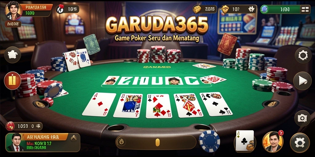 Tampilan screenshot utama GARUDA365 menampilkan aksi seru dalam permainan Poker.