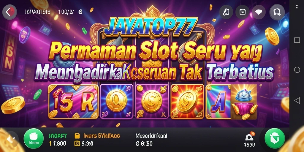Gameplay seru JAYATOP77 dengan tema slot yang bervariasi.