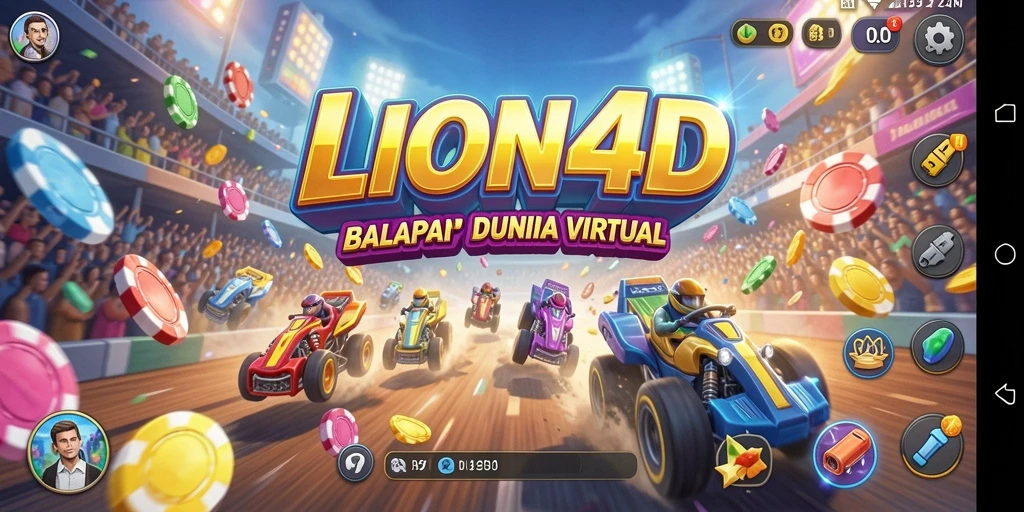 Tampilan gameplay menarik dari LION4D dengan balapan cepat dan menantang.