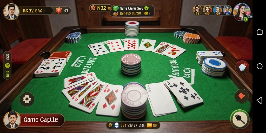 Tampilan gameplay N32 yang menarik dengan kartu gaple.