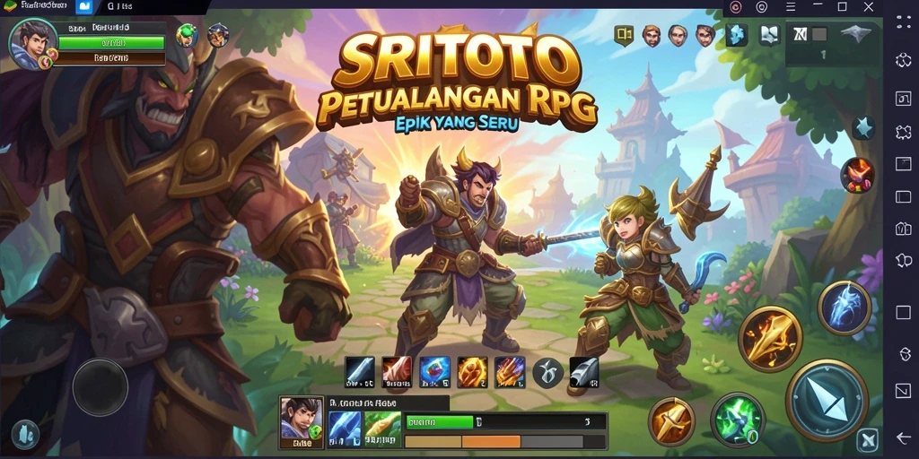 Tangkapan layar gameplay SRITOTO yang menunjukkan pertarungan RPG yang intens.