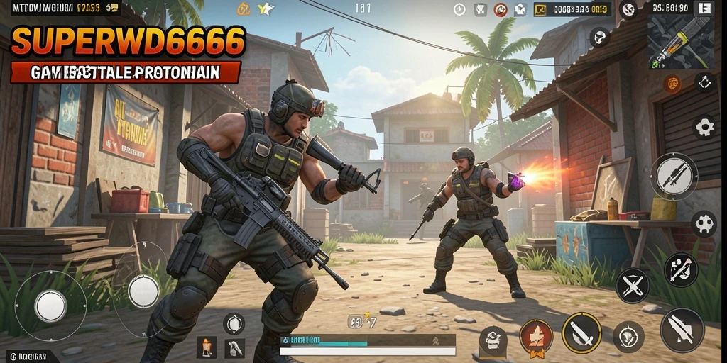 Tampilan menarik dari gameplay Battle Royale SUPERWD666.