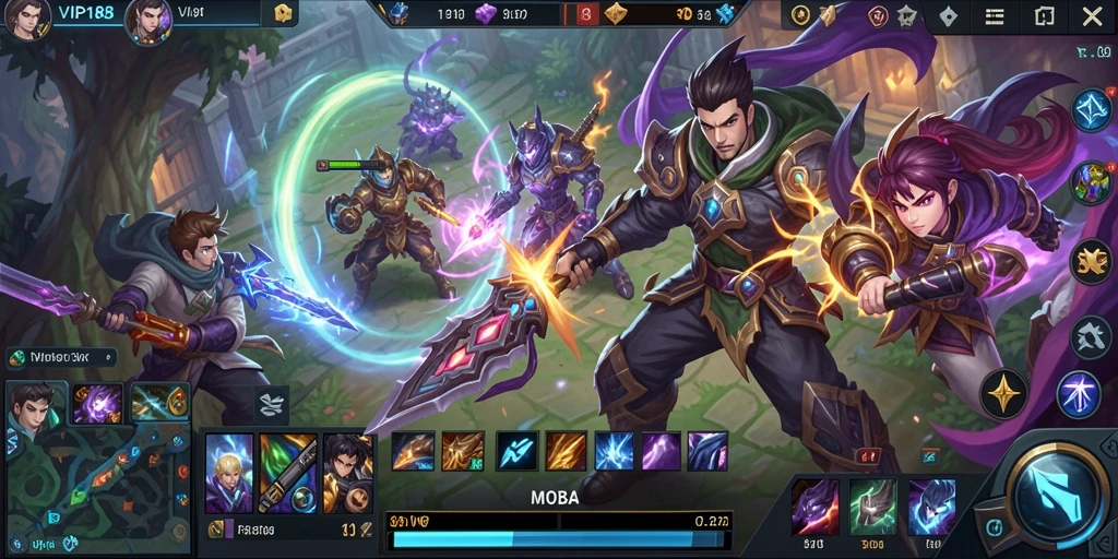 Tampilan seru dari gameplay MOBA di VIP188.