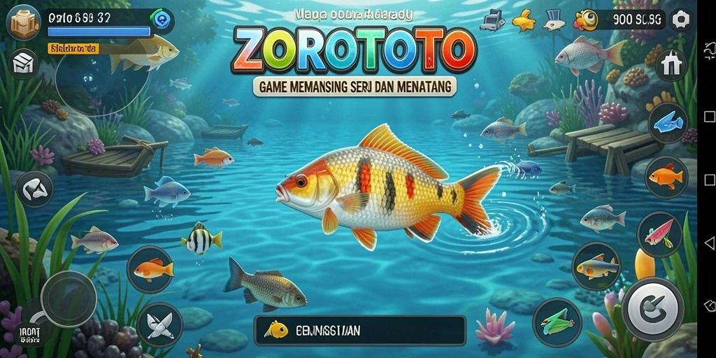 Screenshot permainan ZOROTOTO menampilkan pengalaman memancing yang menakjubkan.